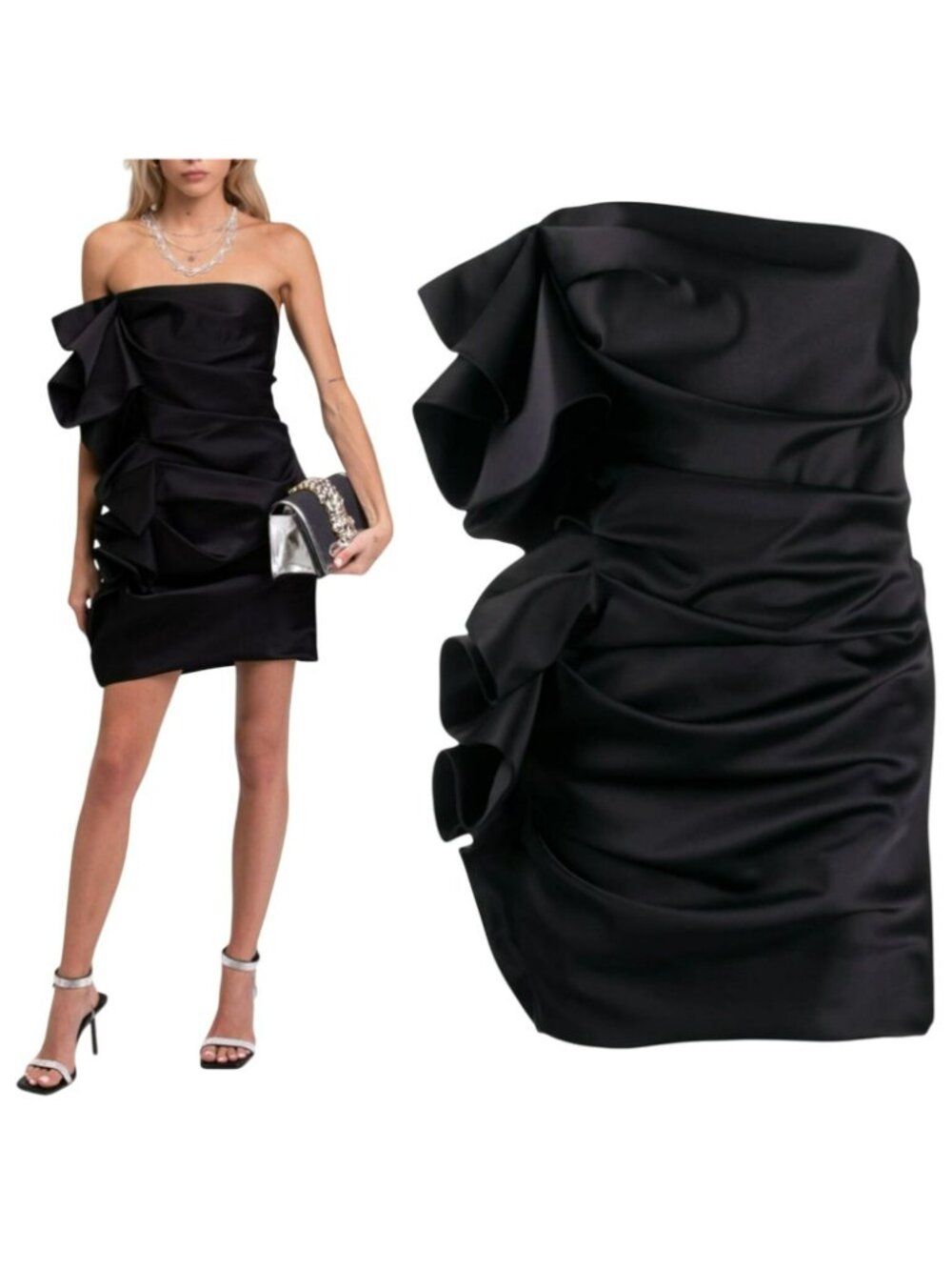 Alexandre Vauthier $2550 Black Strapless Ruffle Mini Dress Y2K Prom Cocktail - Picture 9 of 9
